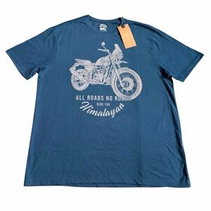 Royal Enfield Men’s Himalayan Motorcycle Graphic T Shirt Blue Biker NWT